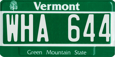 VT license plate WHA644