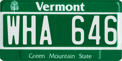 VT license plate WHA646