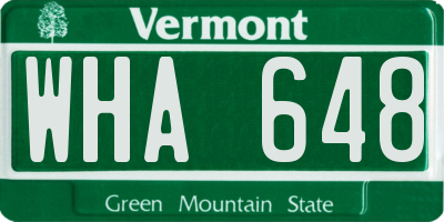 VT license plate WHA648