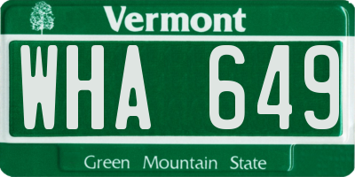 VT license plate WHA649