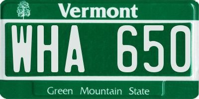 VT license plate WHA650