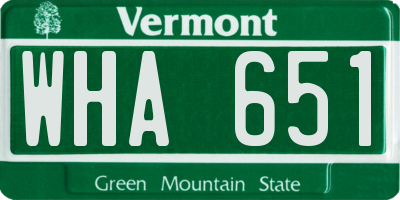 VT license plate WHA651