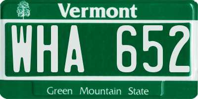 VT license plate WHA652
