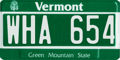 VT license plate WHA654