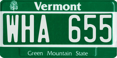 VT license plate WHA655