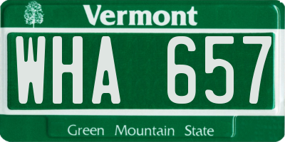 VT license plate WHA657