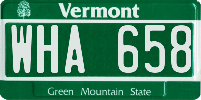 VT license plate WHA658