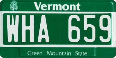 VT license plate WHA659