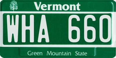 VT license plate WHA660