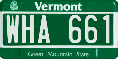 VT license plate WHA661