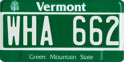 VT license plate WHA662