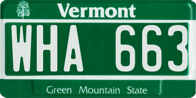 VT license plate WHA663