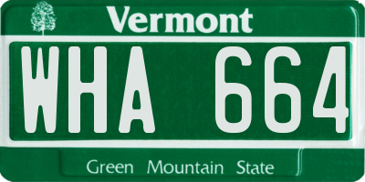 VT license plate WHA664