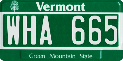 VT license plate WHA665