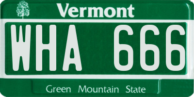 VT license plate WHA666