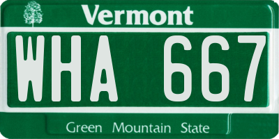 VT license plate WHA667