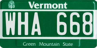 VT license plate WHA668
