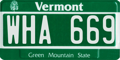 VT license plate WHA669