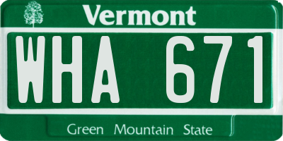 VT license plate WHA671