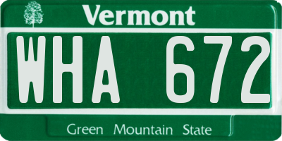 VT license plate WHA672