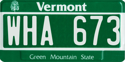 VT license plate WHA673