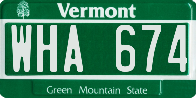 VT license plate WHA674
