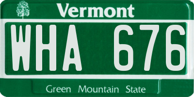 VT license plate WHA676