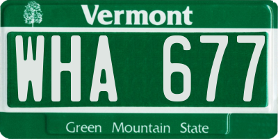 VT license plate WHA677