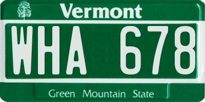 VT license plate WHA678