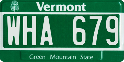 VT license plate WHA679