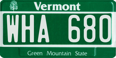 VT license plate WHA680