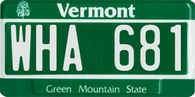 VT license plate WHA681