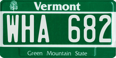 VT license plate WHA682