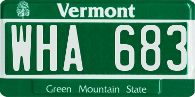 VT license plate WHA683
