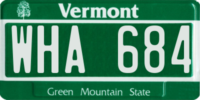 VT license plate WHA684