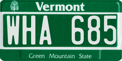 VT license plate WHA685