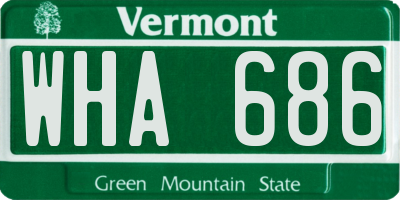 VT license plate WHA686