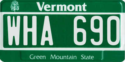 VT license plate WHA690