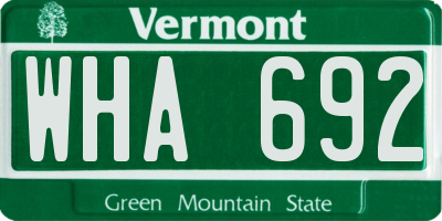 VT license plate WHA692
