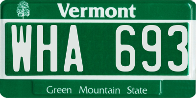 VT license plate WHA693