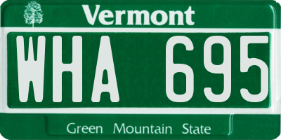 VT license plate WHA695