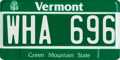 VT license plate WHA696