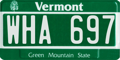 VT license plate WHA697