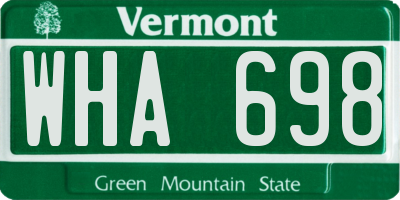 VT license plate WHA698