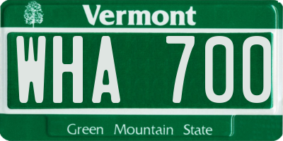 VT license plate WHA700