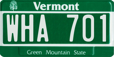 VT license plate WHA701