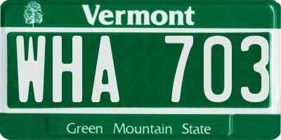 VT license plate WHA703