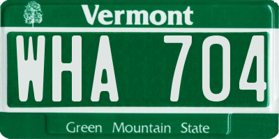VT license plate WHA704
