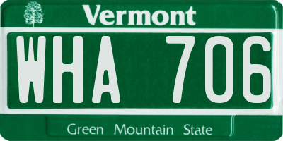 VT license plate WHA706