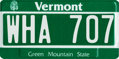 VT license plate WHA707